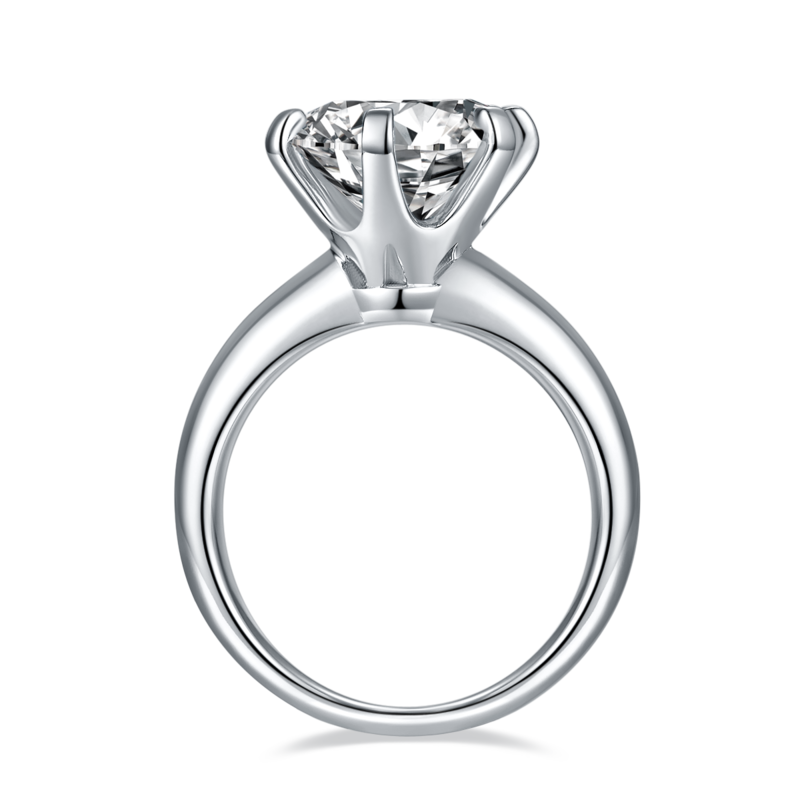 光臂T家六爪S925银镀白金MoissaniteWomen's Ring5.0ctD级